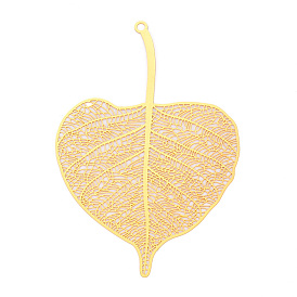 Латунные филигранные большие подвески, лист, гравированные металлические украшения