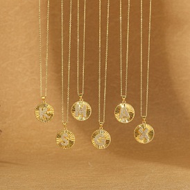 Женские колье с инициалами из латуни с микропаве из прозрачных кубических цирконий, золотые