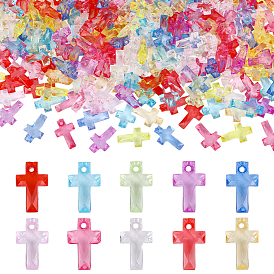 300 шт прозрачные акриловые подвески, граненые, крестик