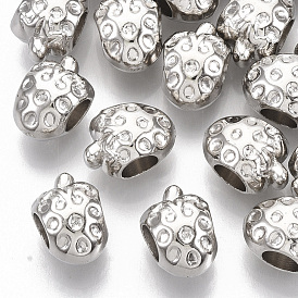 Plating ABS Plastic European Beads, Large Hole Beads, Strawberry