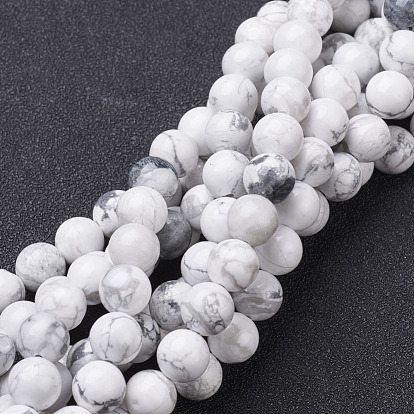 Natural Howlite Beads Strands, Round, 4~8mm, Hole: 0.8~1mm