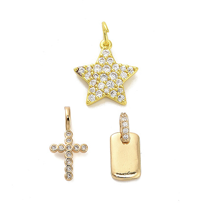 Латунные микропаве прозрачные подвески с фианитом, золотые