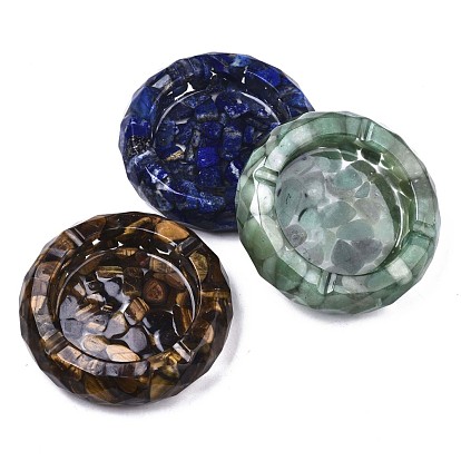 Украшения дисплея пепельницы естественного дымчатого кварца, граненые, плоско-круглые