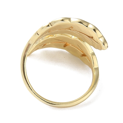 Rack Plating Brass Open Rings, Leaf Cuff Finger Ring for Women, Long-Lasting Plated, Lead Free & Cadmium Free