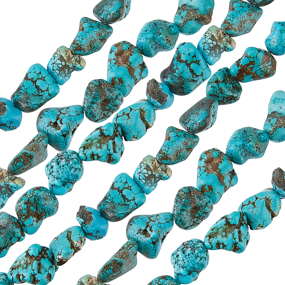 2 нити из натуральных магнезитовых бусин, окрашенная и подогревом, самородки