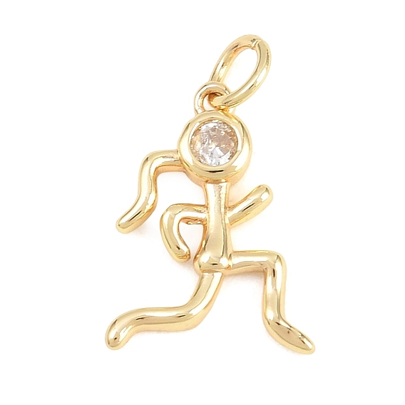 Латунные микропаве прозрачные подвески с фианитом, прелести девушки, долговечный, стойки покрытие, без свинца и без кадмия