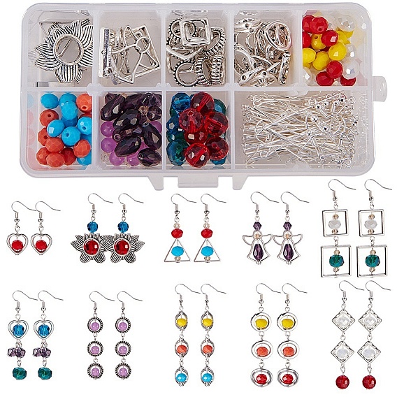 Sunnyclue DIY Ohrring machen, mit Legierungsperlenrahmen und Messingperlenrahmen, Glas Abakusperlen, Natürliche Jade-Perlen aus Malaysia und Ohrhaken aus Messing