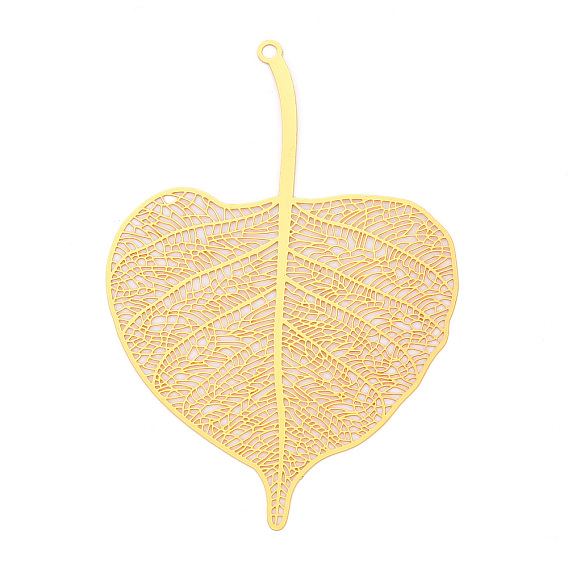 Латунные филигранные большие подвески, лист, гравированные металлические украшения