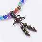 Natural Agate Mala Beads Necklaces, Dyed & Heated, with Alloy Findings