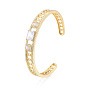 Cubic Zirconia Rectangle Open Cuff Bangle, Golden Brass Jewelry for Women, Nickel Free