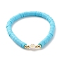 Handmade Polymer Clay Heishi Beads Stretch Bracelets Set with Heart Patter Beads for Women