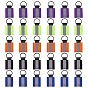 30Pcs 5 Colors Reflective Rectangle Polyester Pendant Keychains, with Iron Split Key Ring, Black