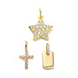Латунные микропаве прозрачные подвески с фианитом, золотые