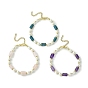 3Pcs 3 Style Natural Mxied Stone & Shell Pearl Beaded Bracelets Set for Women