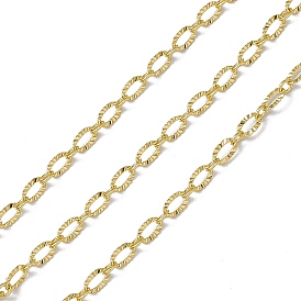 Brass Textured Oval Link Chains, with Spool, Soldered, Long-Lasting Plated, Cadmium Free & Nickel Free & Lead Free