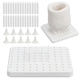 Square Aluminum Oxide Ceramic Porous Refractory Mats with 60Pcs Kiln Frame Support Nails, 25Pcs Aluminum Oxide Ceramic Refractory Support Nail