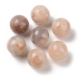 Natural Cherry Blossom Agate No Hole Sphere Beads, Round