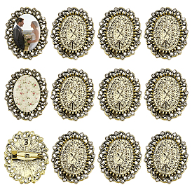 12Pcs Tibetan Style Alloy Brooch Base Settings, Oval
