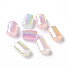 UV Plating Rainbow Iridescent Luminous Acrylic Beads, Glitter Beads, Glow in the Dark, Rectangle