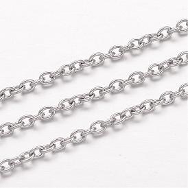 304 Stainless Steel Cable Chains, Unwelded, Oval, for Jewelry Making