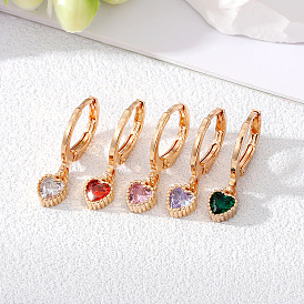 Fashionable Heart-shaped Earrings with Colorful Rhinestones and Gold Edges