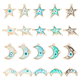 20 шт 10 стиль подвески из сплава эмали, золотые, луна и звезда со злым глазом