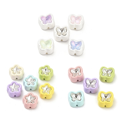 Spray Painted Alloy Rhinestone Beads, Butterfly