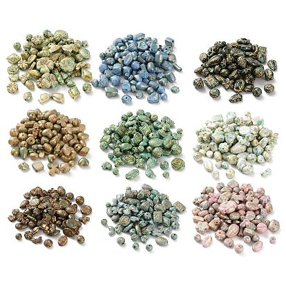 Непрозрачные акриловые бусины, золотой металл обвитыми, разнообразные