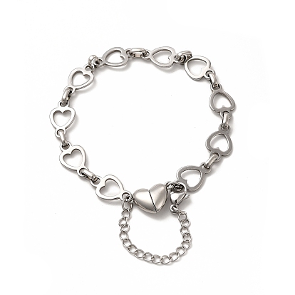 304 браслеты-цепочки из нержавеющей стали для женщин, с магнитными застежками