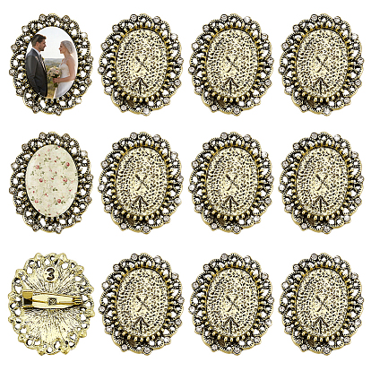 12Pcs Tibetan Style Alloy Brooch Base Settings, Oval