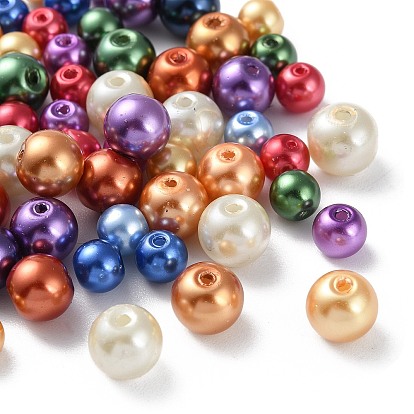 Glass Pearl Round Beads, Mixed Style