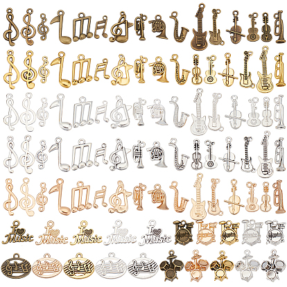 100 шт 100 стили подвески из сплава, музыкальные инструменты и музыкальные ноты