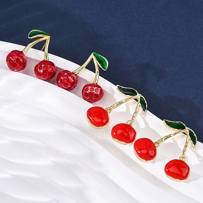 Вишневые латунные эмалевые серьги-гвоздики, стойки покрытие, прочное покрытие, без кадмия и без свинца