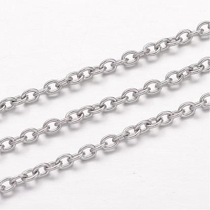 304 Stainless Steel Cable Chains, Unwelded, Oval, for Jewelry Making