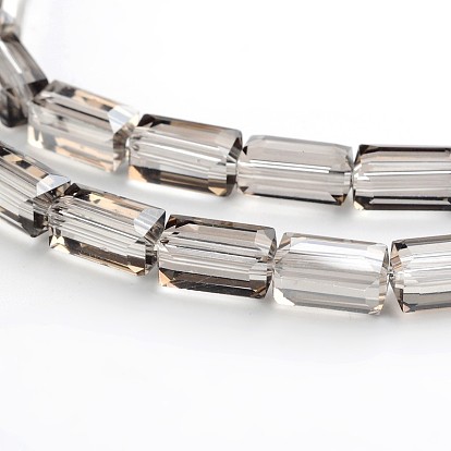 Жемчужный блеск гальваническим граненых параллелепипед Гальваническим стеклянные бусы пряди, 8x4x4 мм, отверстие : 1 мм, около 50 шт / нитка, 16 дюйм