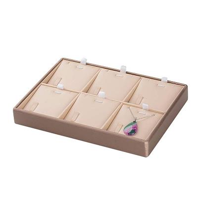 Wooden Necklace Presentation Boxes, Covered with PU Leather and Iron Accessories, Rectangle