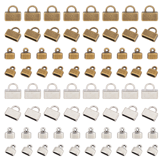 120 шт. 4 стили тибетский стиль цинковый сплав конец шнура, для изготовления браслета из кожанного шнура