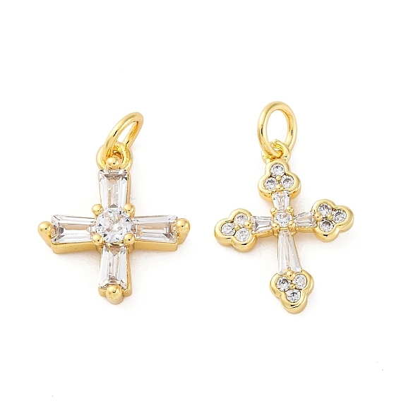 Латунные микро проложить кубического циркония подвески, без кадмия и без свинца, крест прелести, с целью перехода в кольце, реальный 16 k позолоченный