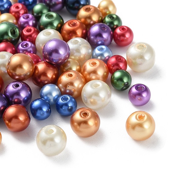 Glass Pearl Round Beads, Mixed Style