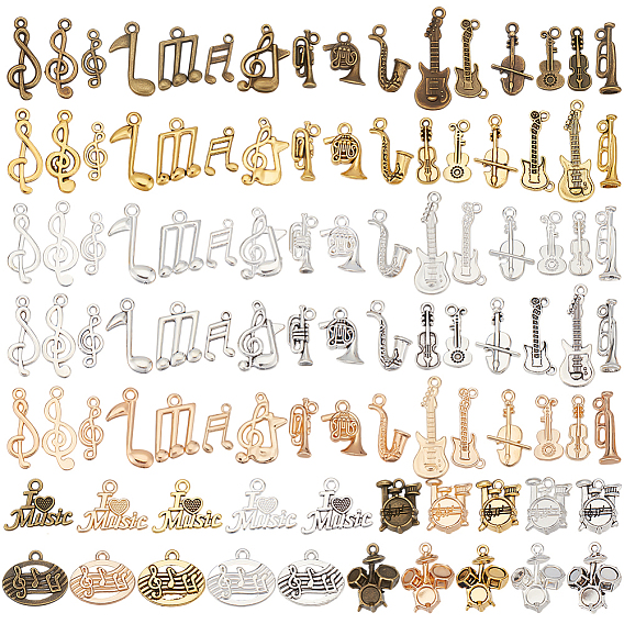 100 шт 100 стили подвески из сплава, музыкальные инструменты и музыкальные ноты