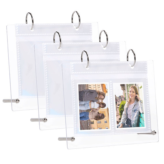 3 дюйм 10 карманы акриловый календарь фотоальбом, настольная мини фото подставка, прямоугольные, платина