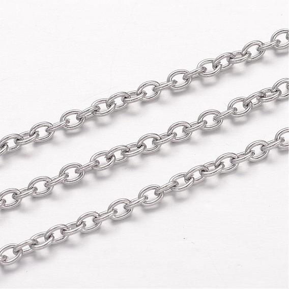 304 Stainless Steel Cable Chains, Unwelded, Oval, for Jewelry Making