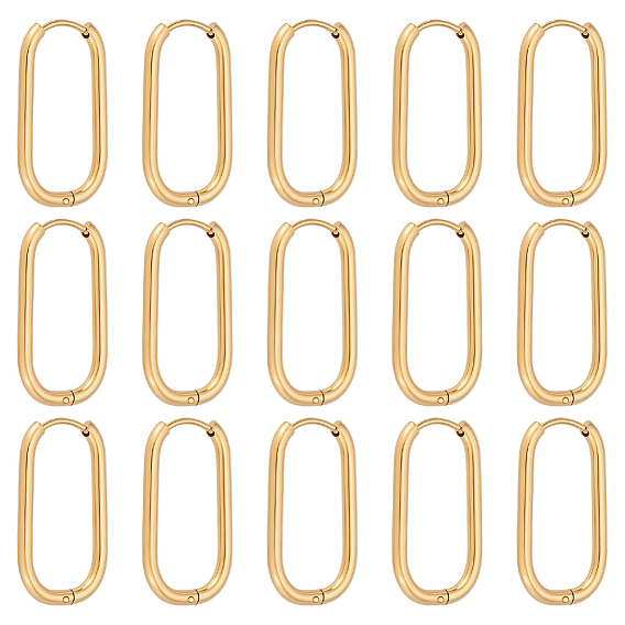 16 ионное покрытие (IP) 304 серьги-кольца из нержавеющей стали для женщин, прямоугольные