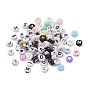 Acrylic Beads, Flat Round with Mixed Pattern