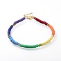 Handmade Polymer Clay Anklets, with Faceted Glass Beads, Tibetan Style Alloy Spacer Beads, 304 Stainless Steel Twisted Chains and Lobster Claw Clasps