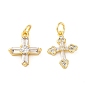 Латунные микро проложить кубического циркония подвески, без кадмия и без свинца, крест прелести, с целью перехода в кольце, реальный 16 k позолоченный
