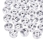 Прозрачные акриловые бусины, плоский круглый с белыми смешанными буквами