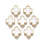 Brass Links, with Freshwater Shell, Nickel Free, Cross
