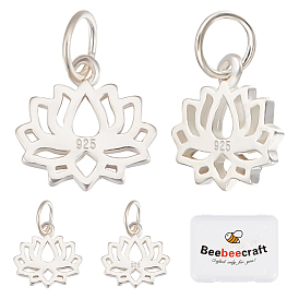 5Stück 925 Sterling Silber Anhänger, mit Ringe springen, Lotus