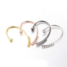 Сплав горный хрусталь серьги манжеты, с горизонтальной петлей, пригодный для стразов 4 мм, 56x36x4 мм, отверстие : 1 мм